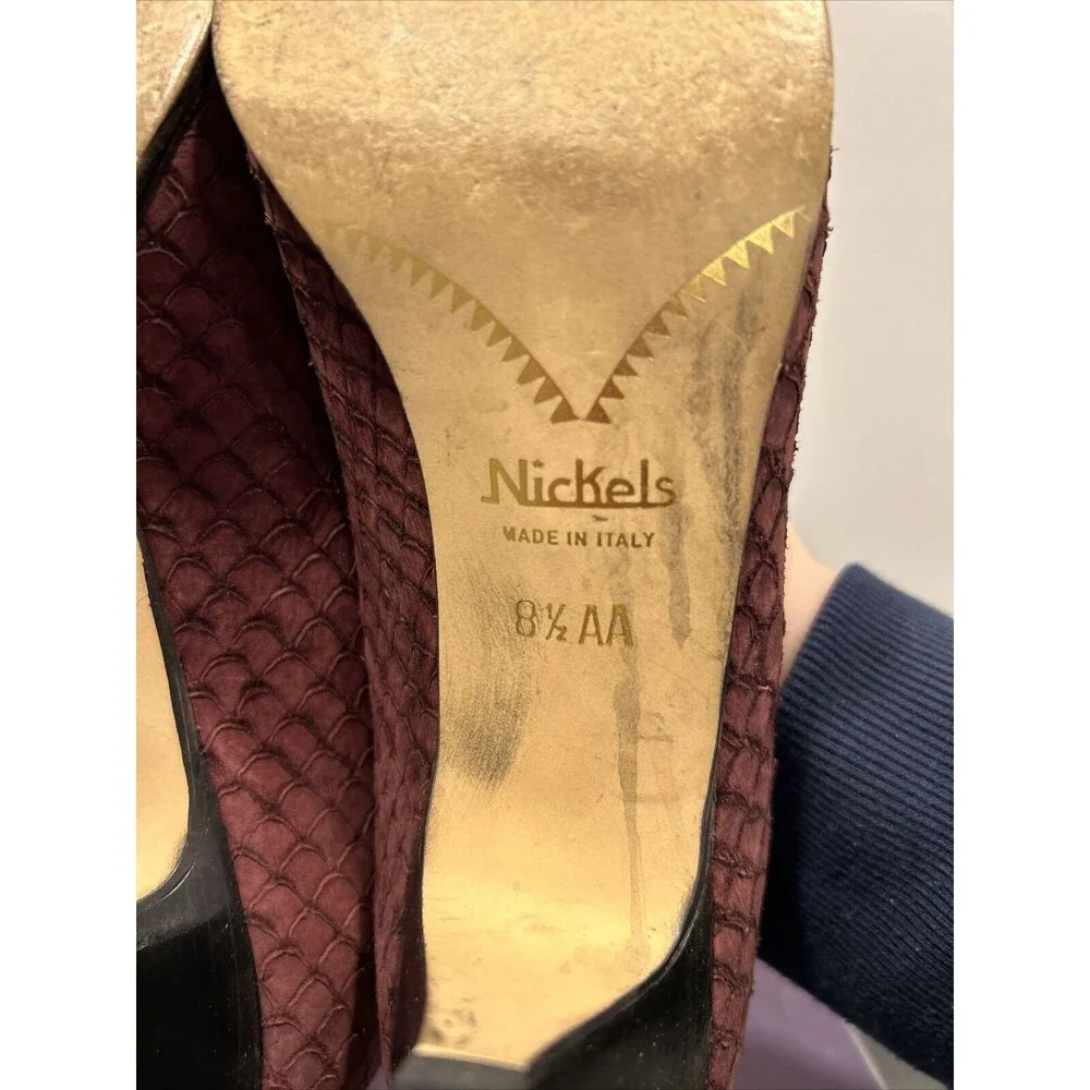 VINTAGE NICKELS LEATHER PUMP Heel MADE IN ITALY Size 8.5 AA With Box